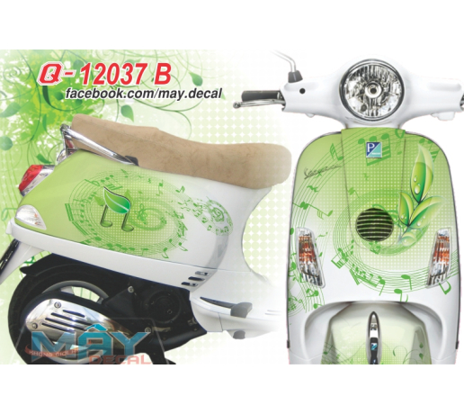 Q 12037 B vespa LX  not nhac music la xanh vang trang green white cham leaf 