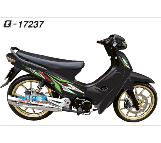 Q 17237 WAVE zx den black tem roi xanh trang do kawa z red green white duong net line
