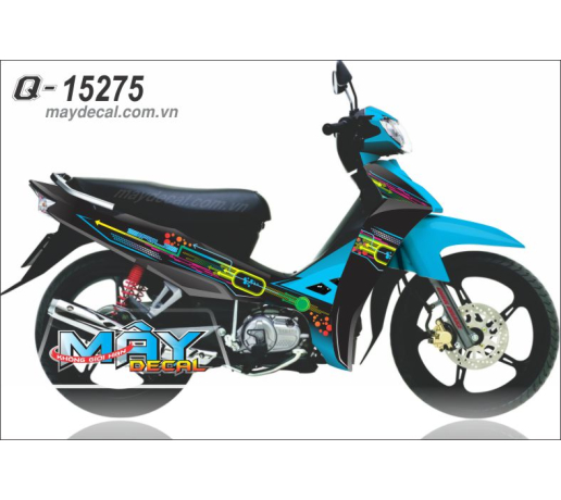 Q 15275 sirius xanh duong blue den black nhieu mau colorful 7 duong net line mui ten