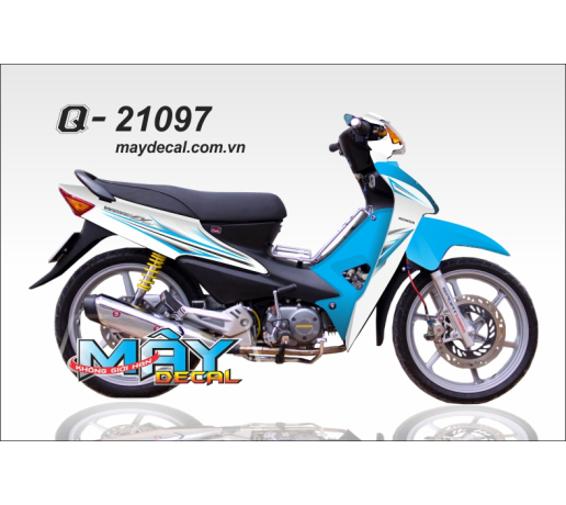 Q 21097 WAVE trang xanh duong blue white tem roi