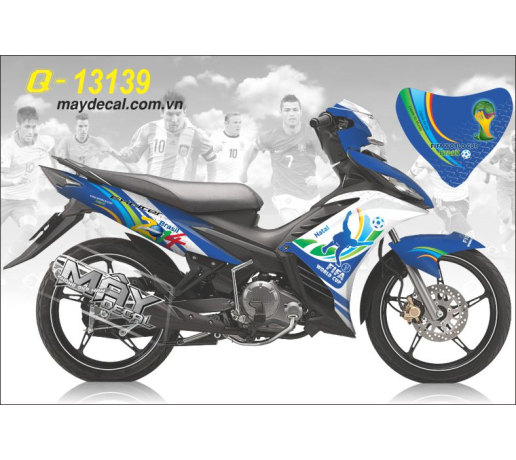 Q 13139 EXciter xanh gp trang blue white world cup the thao football sport bong da banh logo vang ye