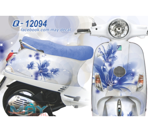 Q 12094 Vespa hoa flower trang white xanh duong blue