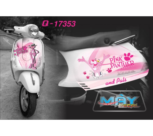 Q 17353 VESPA LX pink panther bao hong dau chan hoat hinh