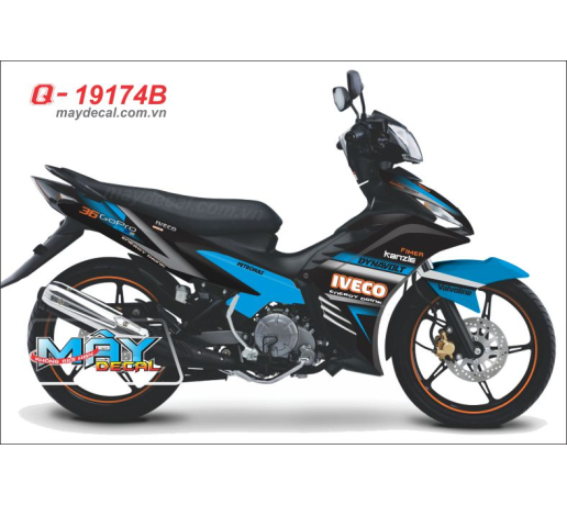 Q 19174B - Ex 2011  iveco duong net phoi mau xanh duong den black blue
