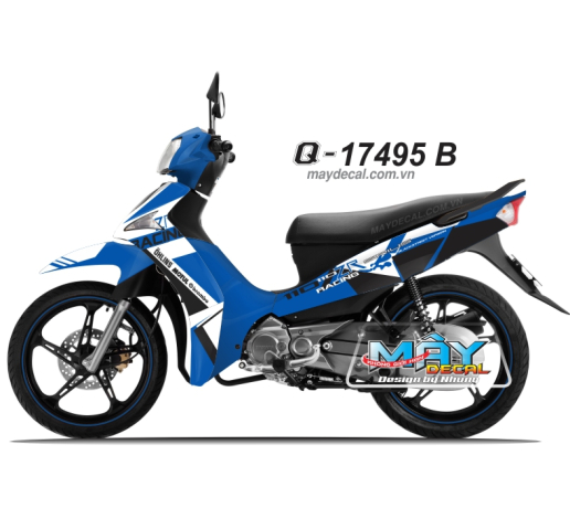 Q 17495 B - Sirius FI racing zr logo duong net line trang xanh gp white blue
