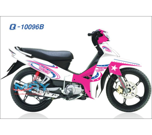 Q 10096 B SIRIUS ngoi sao star hong pink duong net line trang white xanh duong blue hong pink