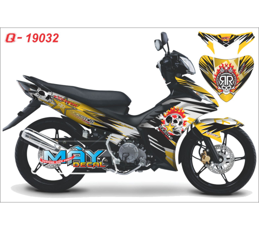 Q 19032 Exciter dau lau vang trang den white black yellow skull sao star quy ma ghost
