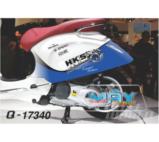 Q 17340 VESPA 2014 hks trang white xanh gp duong net logo tem dau