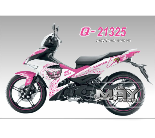 Q 21325 EX 150 hong pink trang white den black vang yellow cham bi nos wings 150cc  ngua horse chin 