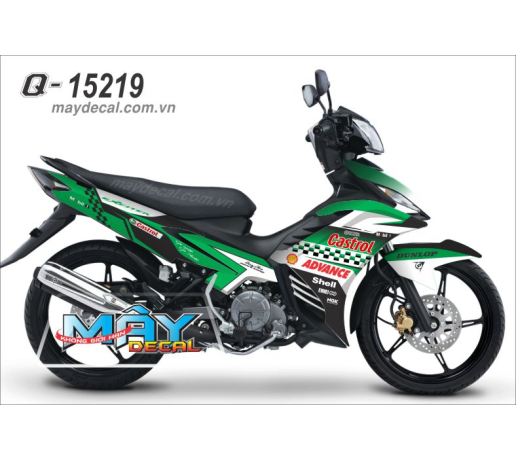 Q 15219 EXCITER castrol dau nhot caro xanh la green trang white den black shell so advance soc duong