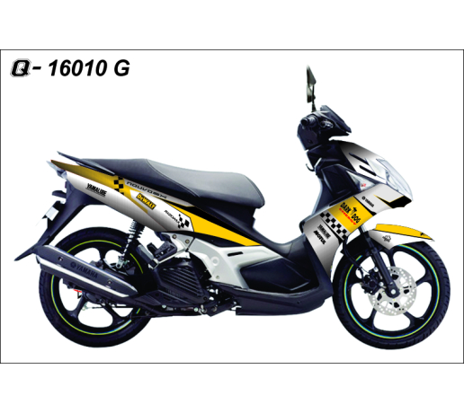Q 16010 G NO 5 vang trang, yellow white dark dog rizoma dewalt caro, K&N xe dan decal trang tri