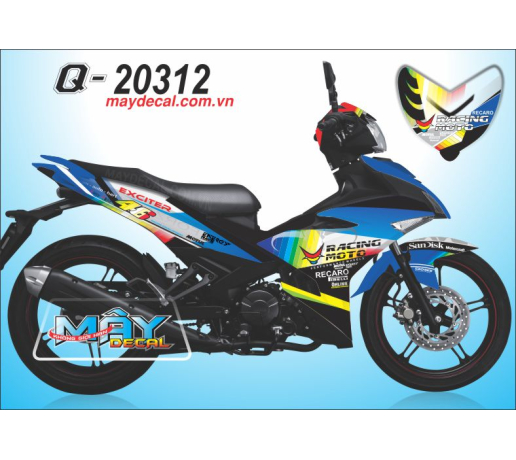 Q 20312 EX 150 racing moto recaro motul sandisk  bay 7 mau  logo ohlins xanh gp blue den black vang 