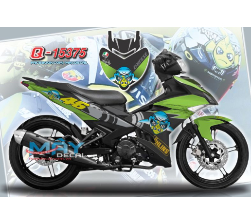 Q 15375 EX 150 CA MAP mat trang ca map shark hoat hinh cartoon xanh kawa xam black gray green ohlins
