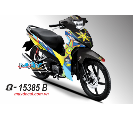 Q 15385 B WAVE RSX 2014  MAT TROI movistar mat troi sun logo agv xanh gp trang vang white yellow blu