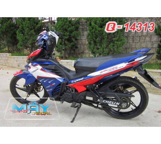 Q 14313 EX 2011 ngoi sao star do den trang xanh duong blue red white black chu text