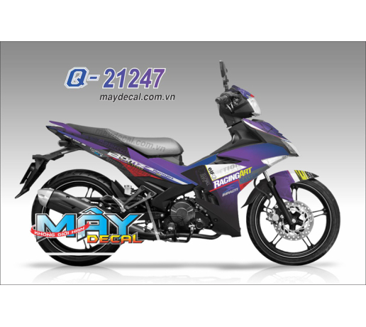 Q 21247 EX 150 RACING ART trang tim den black white purple elf logo chi text tem dau trum xanh gp bl