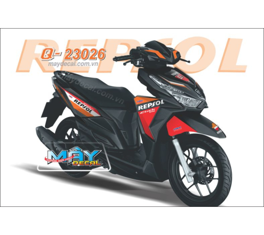 Q 23026 Click 2015 Repsol 93 do den cam red orange black logo dau nhot tem roi