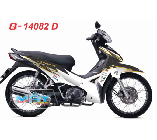 Q 14082 D - WAVE S trang den corvette black white chu dua logo xanh duong go blue