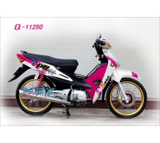 Q 11290 WAVE A tem roi ptt trang hong white pink enius logo