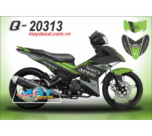 Q 20313 EX 150 den black xanh kawa green apido pro-bolt xam gray eneos