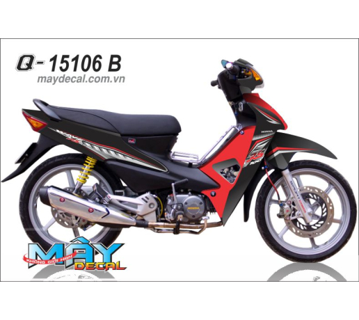 Q 15106 B WAVE RS den do red black, rs110, line, xe dan decal trang tri