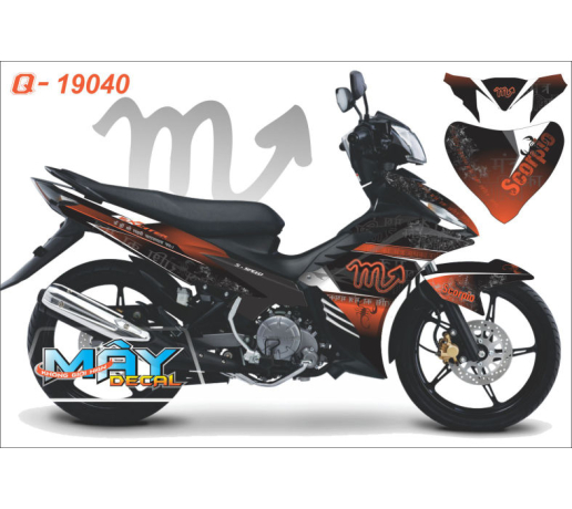 Q 19040 - Exciter scorpio bo cap zodiac cung hoang dao cam den black orage vet son than nong thien y