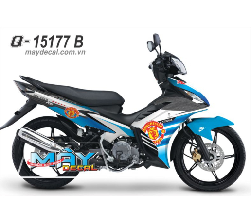 Q 15177 B EXCITER xanh gp trang blue manchester united MU quy do the thao sport bong da banh cau lac