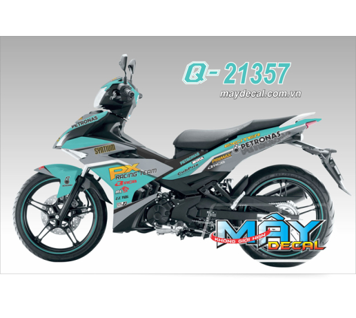 Q 21357 EX 150 den black trang white xam gray xanh ngoc turquoise petronas px racing team rcb syntiu