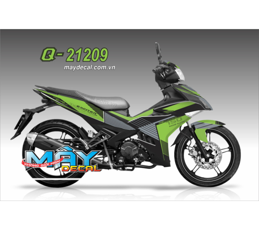 Q 21209 EX 150 xmask abmc duong net line xanh kawa den black green bike nhan