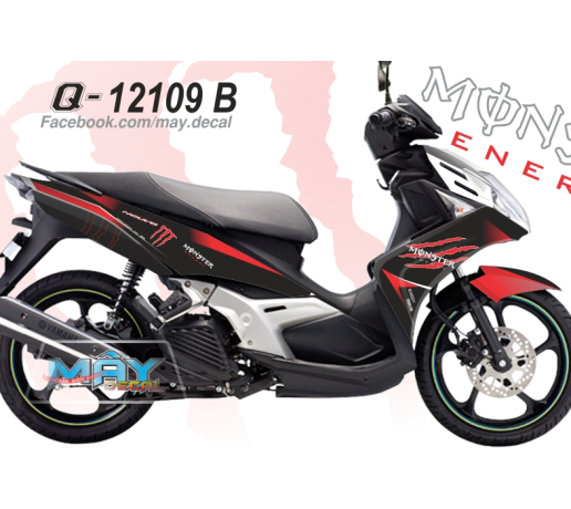 Q 12109 B NO SX MONsTER ABMC DO DEN black monster quy dau vet mong tay cao logo RED