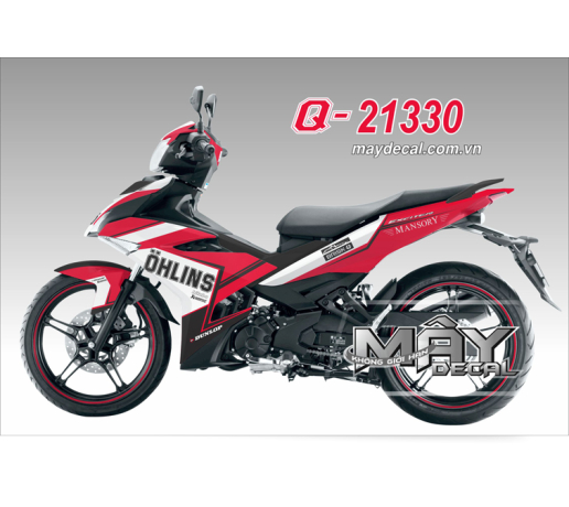 Q 21330 EX 150 MANSORY ( DECAL 46 ) den black trang white do red ohlins dunlop bribk mansory  