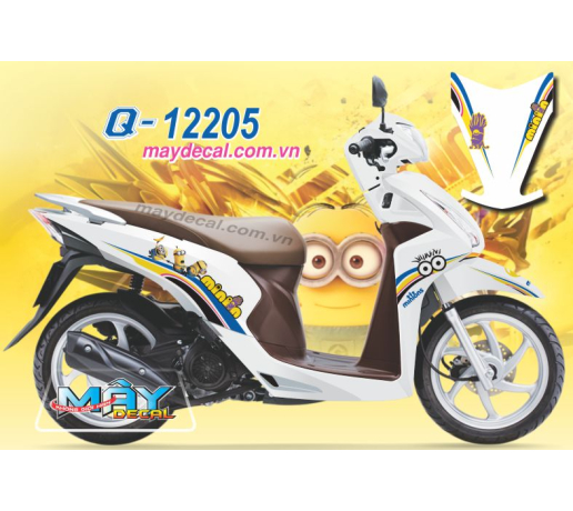 Q 12205 Vision 2014 minion trang white vang yellow disney hoat hinh cartoon tem roi duong net line