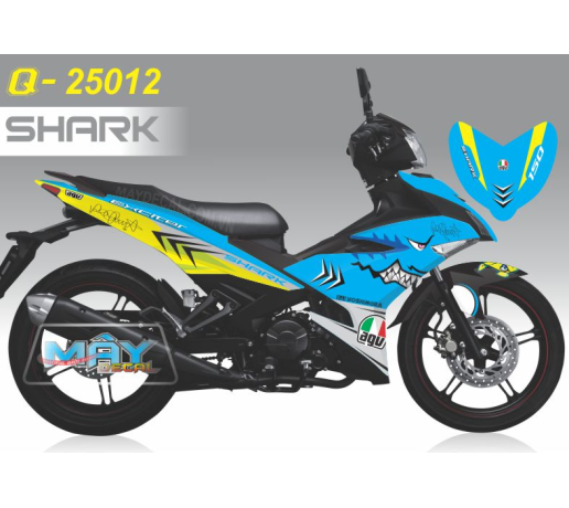 Q 25012 A - EX 150 xanh duong blue vang yellow ca map shark logo agv chu ki hoat hinh duy 