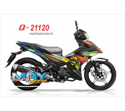 Q 21120 EX 150 mau sac bay mau colorful mat troi mat trang day nguoi dua xe racing monster movistar