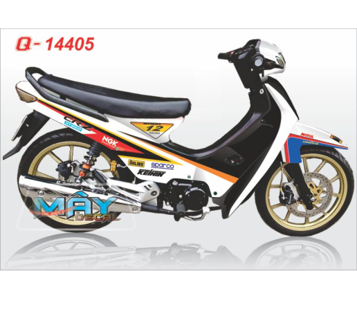 Q 14405 WAVE logo tem dau trang den black white NGK