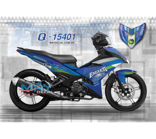 Q 15401 EX 150 EAGLES trang white xanh blue  xanh la green den black seahawks motor sport  cham bi  