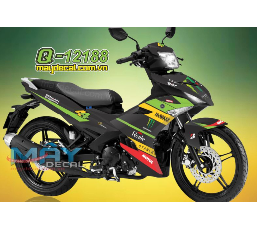 Q 12188 EX 150 semakin 2015 monster day vet mong tay quy cao logo den black xanh kawa green vang yel