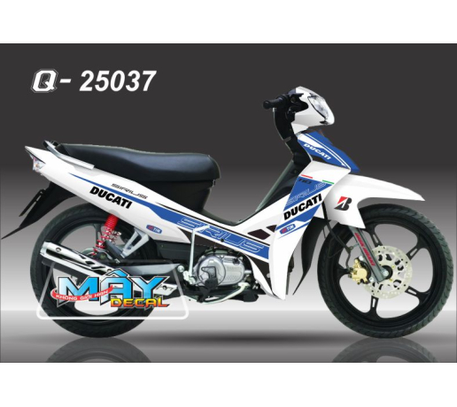 Q 25037 - SIRIUS tem roi ducati xanh gp trang blue white logo