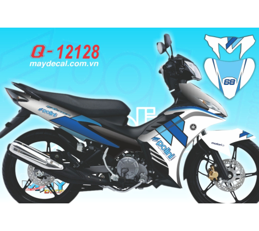 Q 12128 exciter 2011 (GOC) polini trang white xanh gp xanh duong blue logo