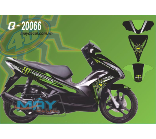 Q 20066 Air blade den xanh kawa z green black duong net mat troi sun monster logo vet mong tay quy c