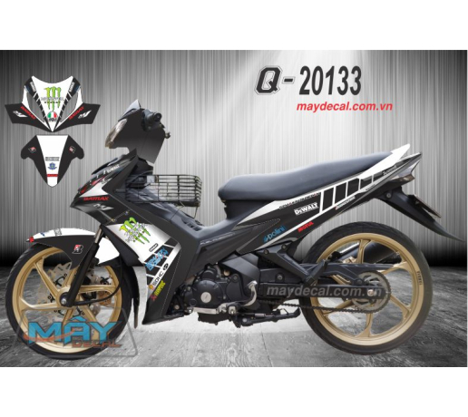 Q 20133 EX2010 den trang white black soc yamaha monster mong tay quy cao tem dau logo