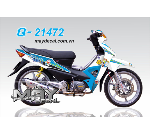 Q 21472 WAVE A DOREMON trang white xanh blue  vang yellow chuong bell 