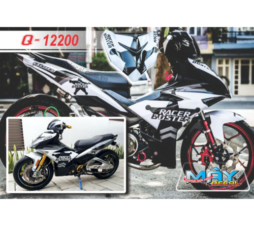Q 12200 EX 150 NU CANH SAT trang den black white ngoi sao racer buster