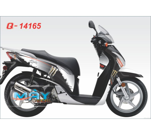 Q 14165 SH 2009 trang white monster quy devil dau cao vet son logo xam gray grey den black