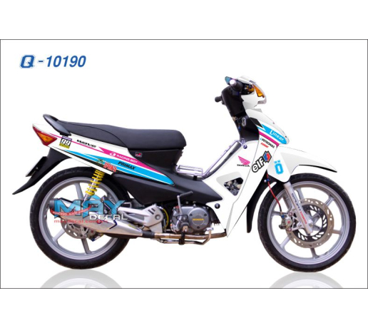 Q 10190 wave elf duong net line canh chim xanh duong hong pink blue logo