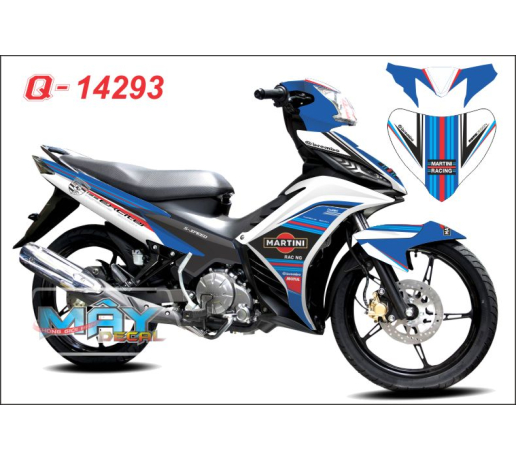 Q 14293 exciter xanh gp trang blue white martini racing logo tem dau logo