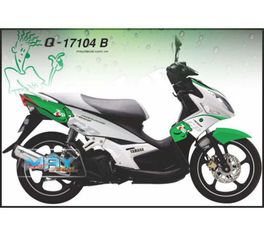 Q 17104 B NO LX xanh la trang, 7up, racing, dan xe trang tri decal, green white nuoc ngot giai khat