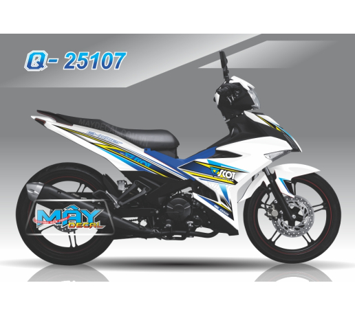 Q 25107 - EXCITER 150 trang white xanh blue vang yellow scot 