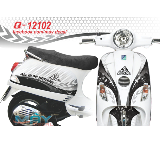 Q 12102 Vespa LX trang den black addidas the thao sport mui ten duong net line white