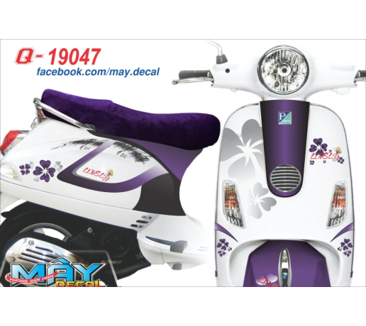 Q 19047 Vespa Lovely co 4 la lucky tim puple trang white